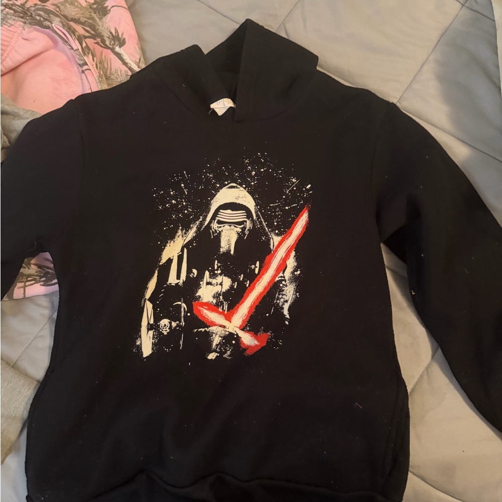 Black Hoodie with Red and White Graphic